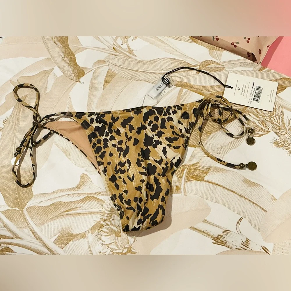 Spell Belle Mare Tie Pant in Pepper Leopard Print Bikini Pant with Spell Charms